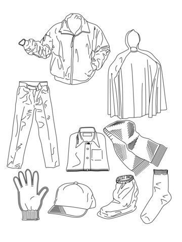 Various Clothes Coloring Page